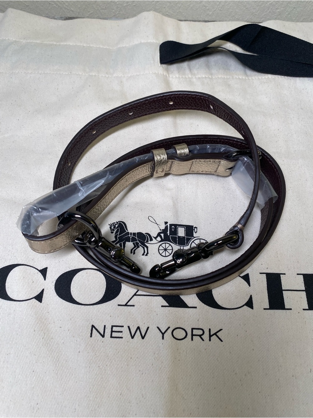 Coach Metallic Gold Leather Adjustable Shoulder Strap